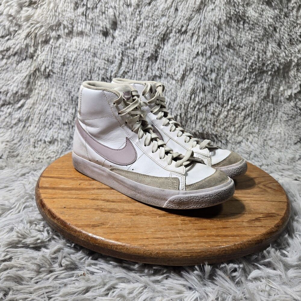 Nike Blazer Mid 77 Sneakers White Pink Glaze Girls Youth Size 6.5 Lace Up Shoes